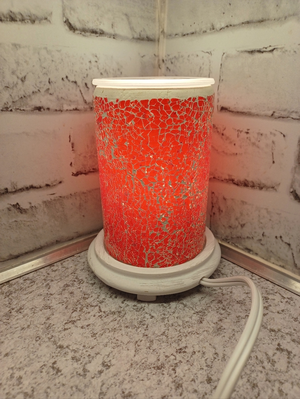Red Crackle Simmering Lights Wax Warmer Pink Zebra White Base Warms Oil